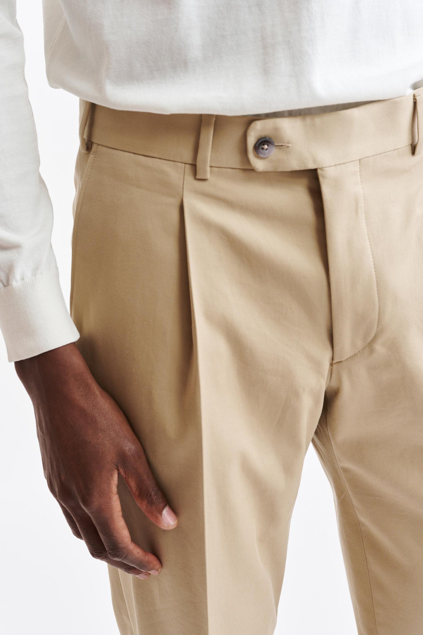 Light Brown Cleeve Trousers Cashmere Cotton