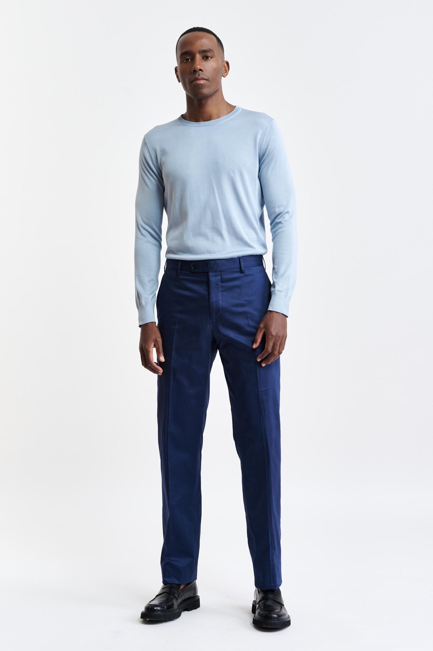 Donkerblauwe 100% katoenen Xander-broek Cashmere Cotton