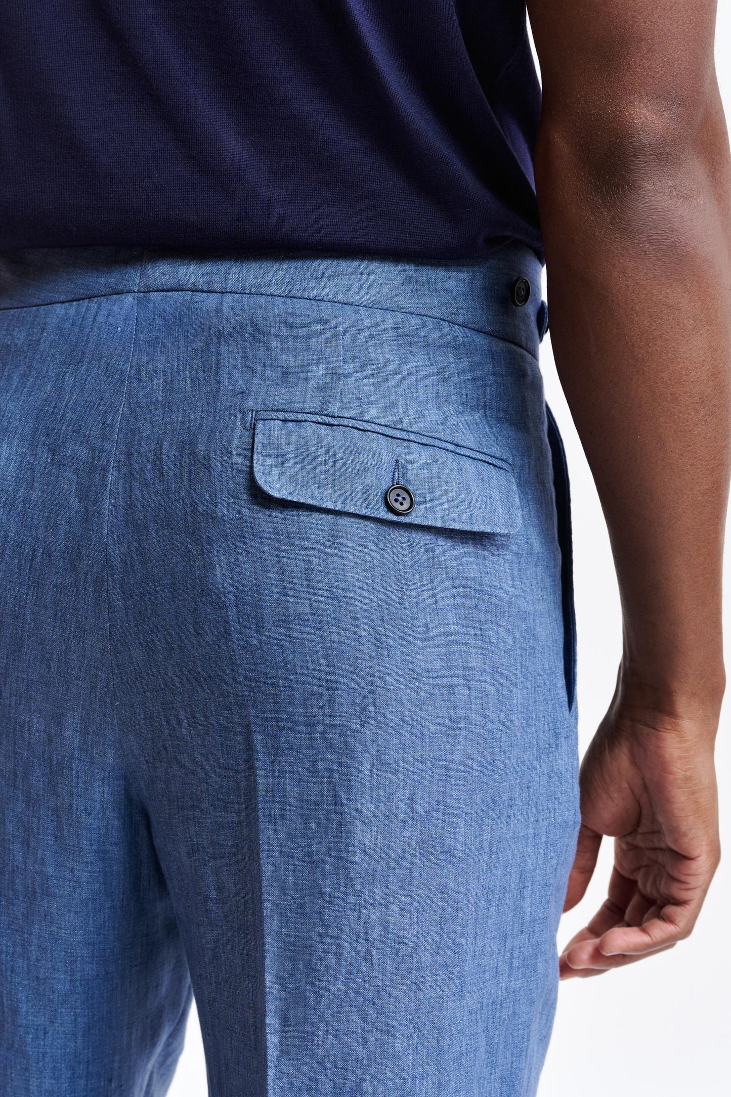 Middelblauwe 100% Linnen Zeals-Broek Pure Linen