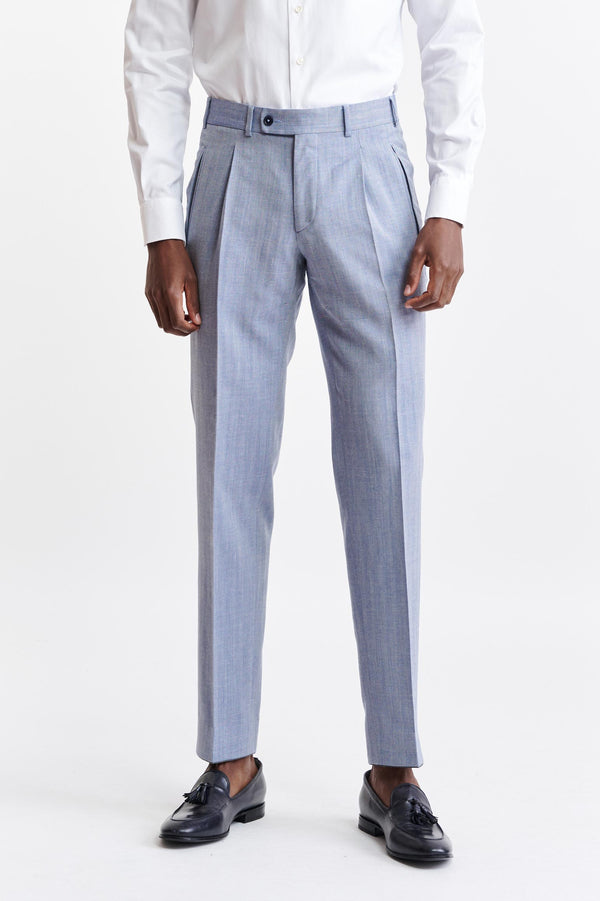 Pantalon Bleu Moyen En Laine Et Cachemire Farley Jazz