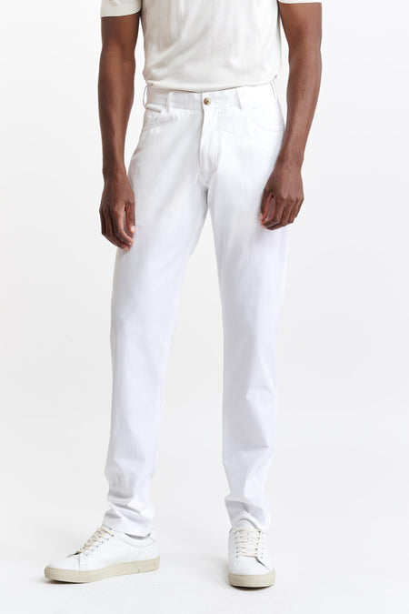 White Cotton Zeals Trousers Cashmere Cotton Image 1