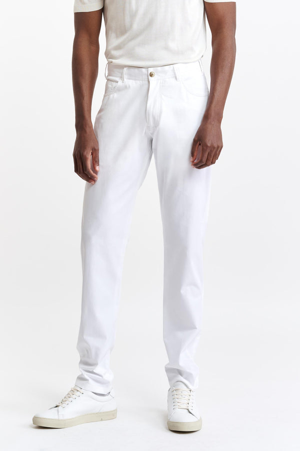 Witte Katoenen Broek Met Vijf Zakken Cashmere Cotton