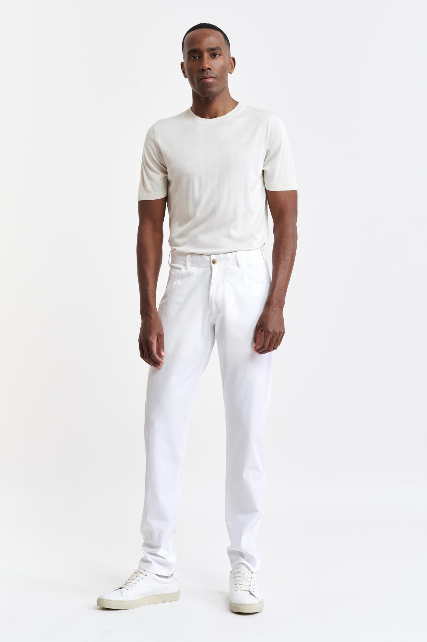 Pantalon En Coton Blanc Zeals Coton Cachemire