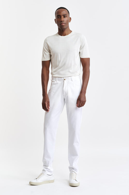 White Cotton Zeals Trousers Cashmere Cotton Image 2