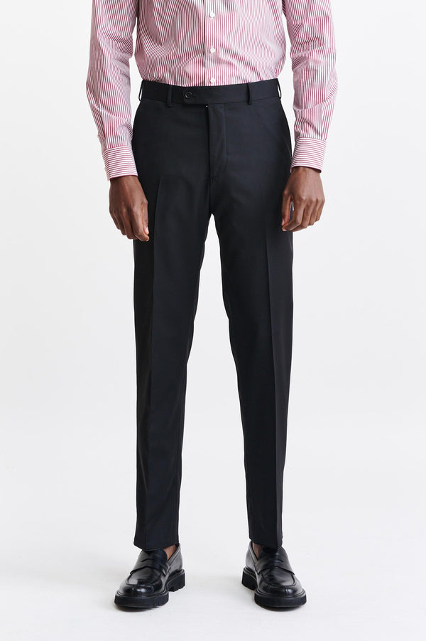 Black 100% Wool Super 100's Signature Trousers New Deluxe