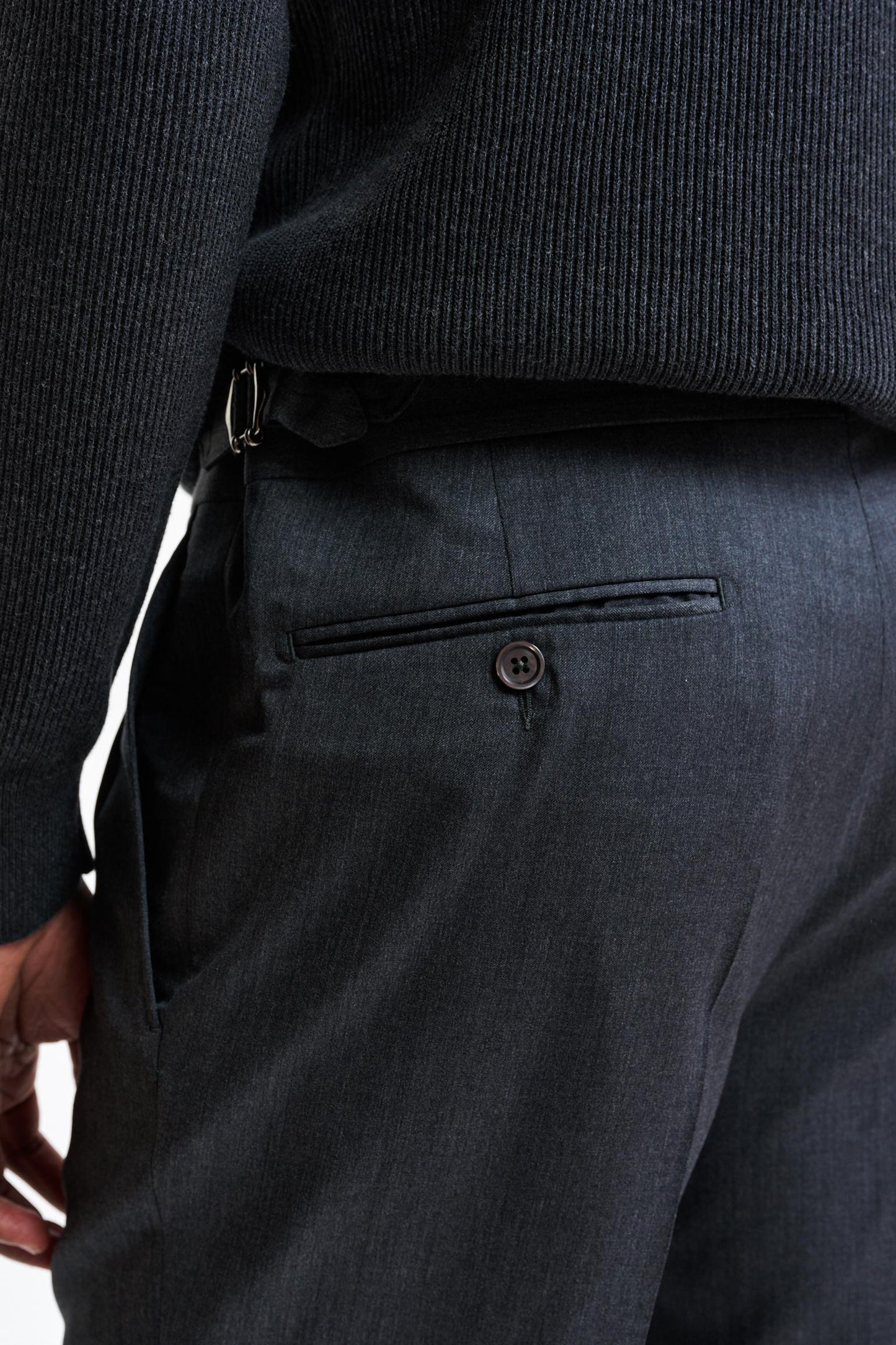 Medium Grey 100% Wool Super 100's Cleeve Trousers New Deluxe