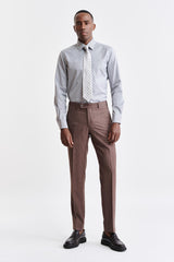 Medium Brown 100% Wool Super 130's Farley Trousers Jazz