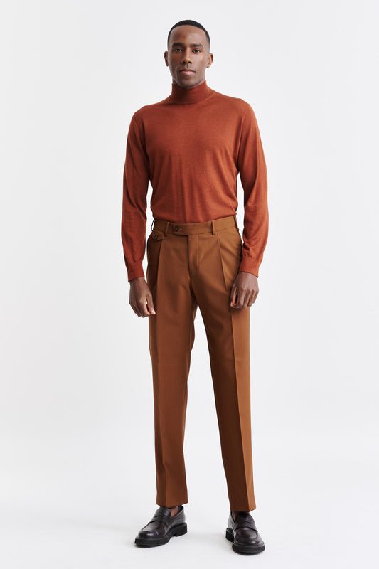 Medium Brown 100% Wool Super 100's Farley Trousers New Deluxe Image 2