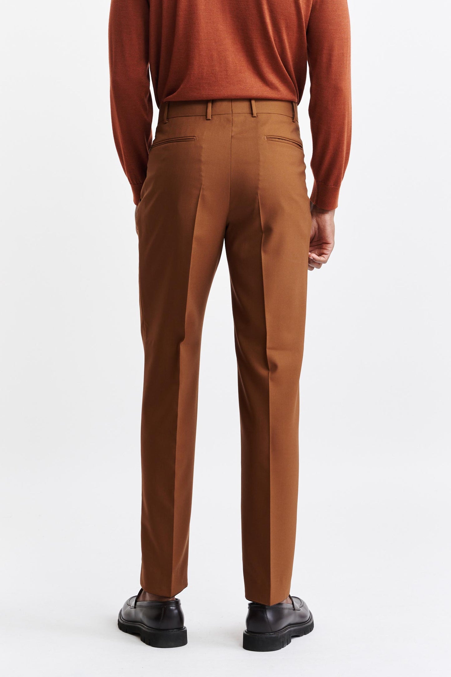 Mittelbraune Hose aus 100% Wolle Super 100's Farley New Deluxe