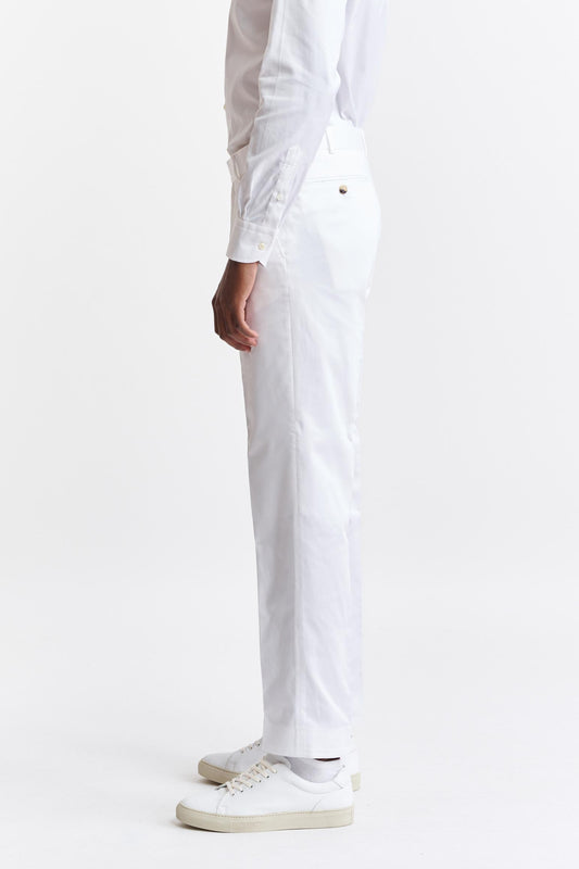 White 100% Cotton Farley Trousers Cashmere Cotton Image 3