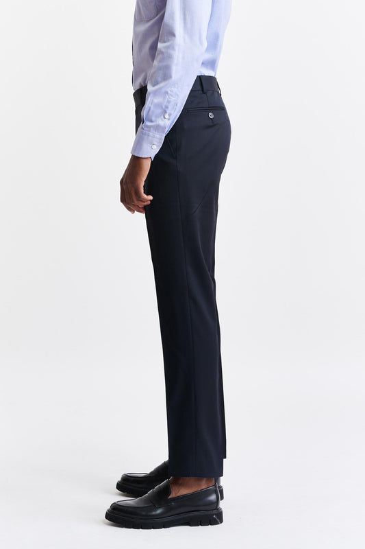 Dark Blue 100% Wool Super 100's Farley Trousers New Deluxe Image 3