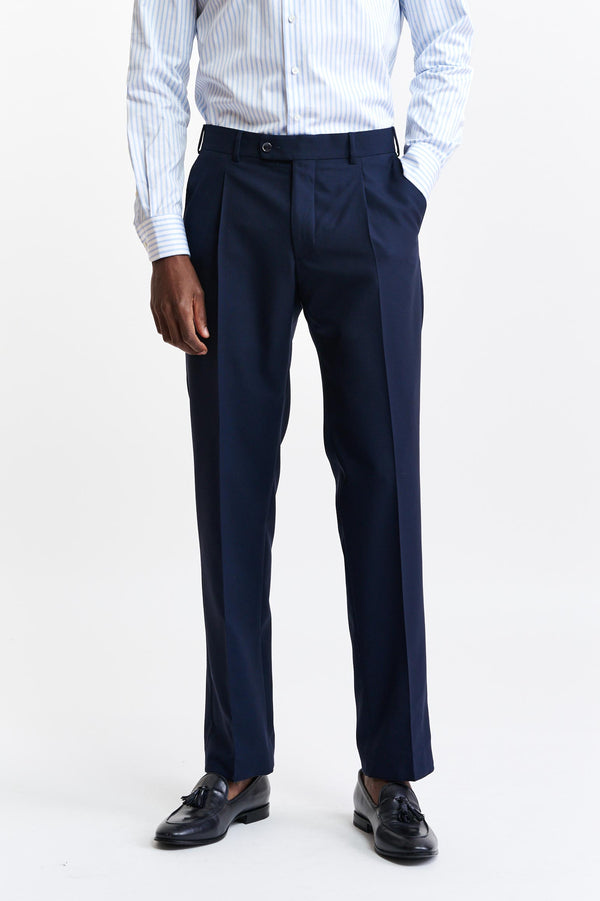 Dark Blue 100% Wool Signature Trousers Capri