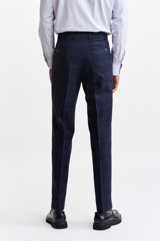 Dark Blue Wool & Cotton Farley Trousers Riviera Trend Image 3