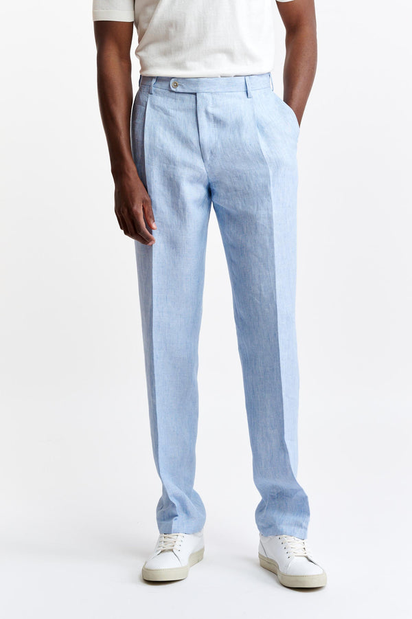 Hellblaue Xander-Hose aus 100% Leinen Pure Linen