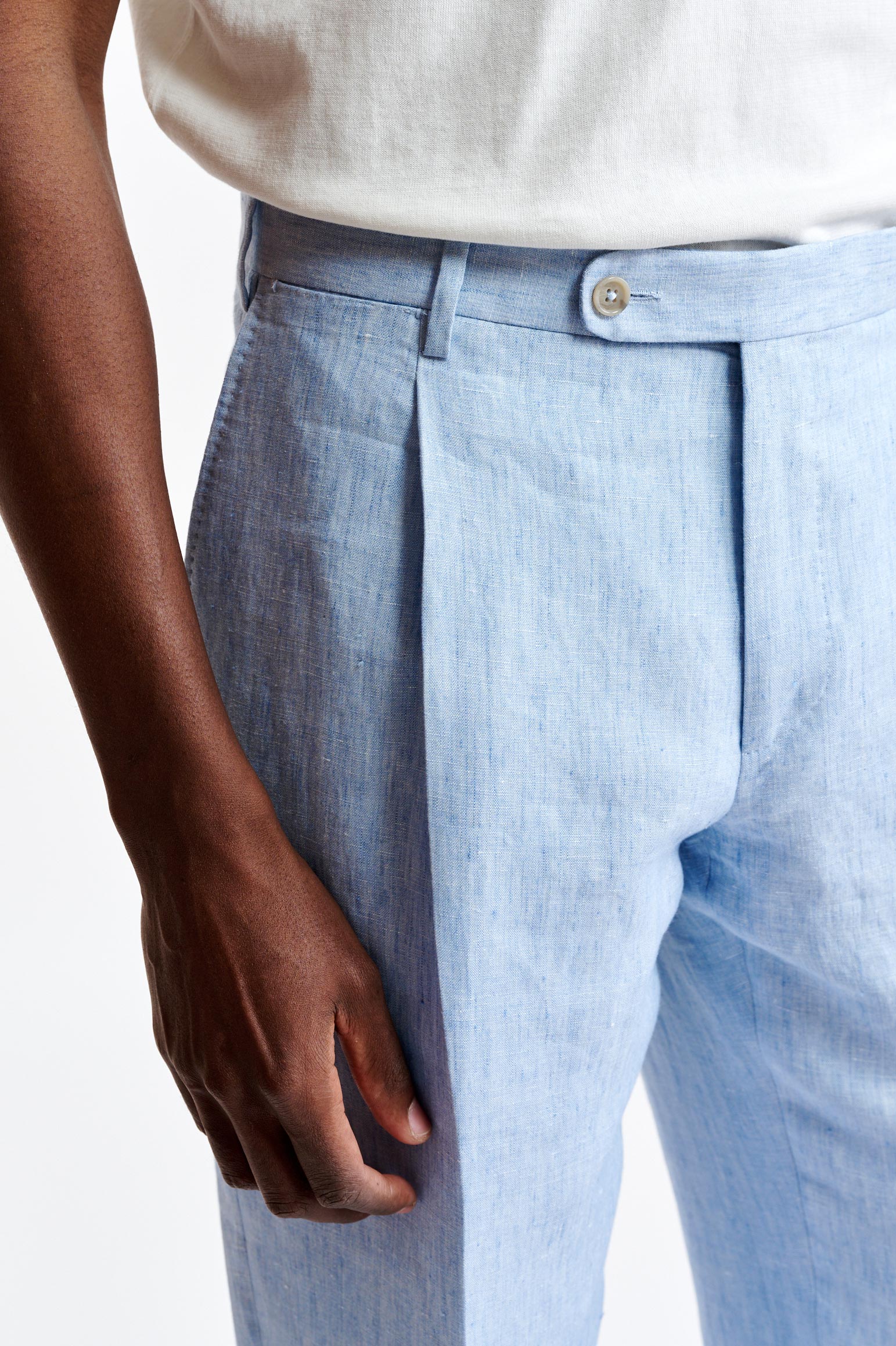 Light Blue 100% Linen Xander Trousers Pure Linen Image 4