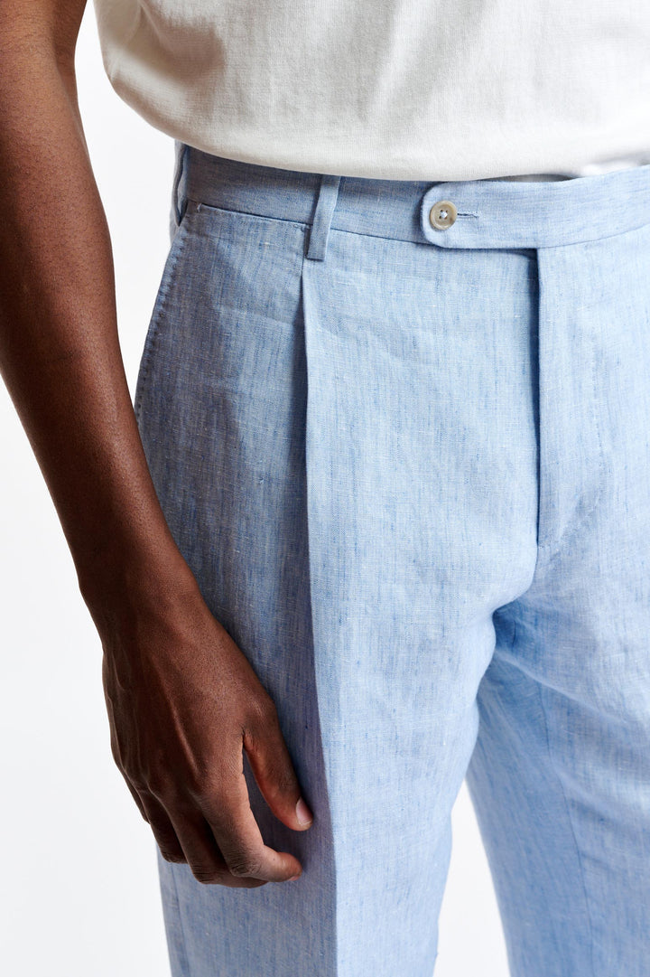 Light Blue 100% Linen Xander Trousers Pure Linen Image 4