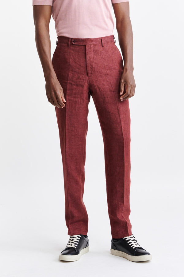 Rode 100% linnen Xander-broek Pure Linen