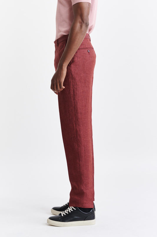 Red 100% Linen Xander Trousers Pure Linen Image 3