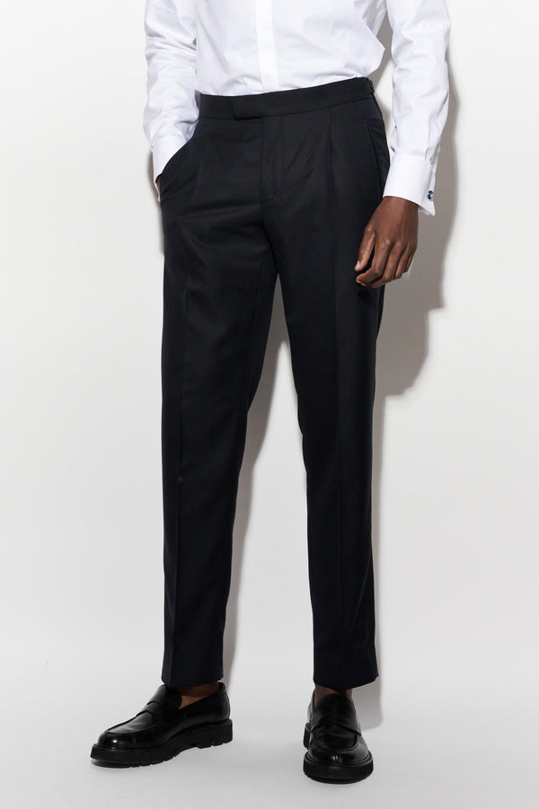 Pantalon Bleu Foncé 100% Laine Cleeve Savile Row Classics