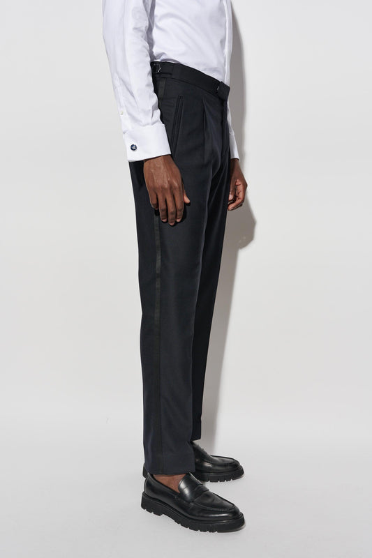 Dark Blue 100% Wool Cleeve Trousers Savile Row Classics Image 3