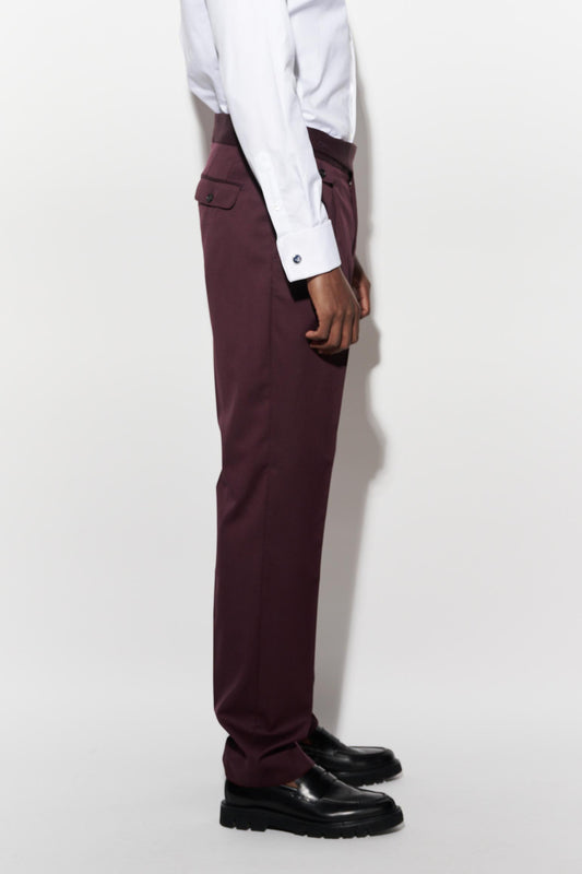 Dark Red 100% Wool Super 100's Zeals Trousers New Deluxe Image 3