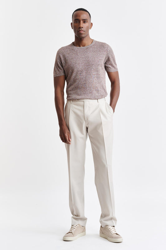 Beige Wool Super 150's Cleeve Trousers Sleek Image 2