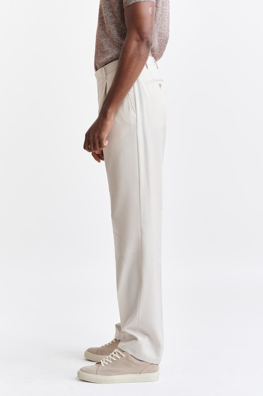 Beige Wool Super 150's Cleeve Trousers Sleek Image 3