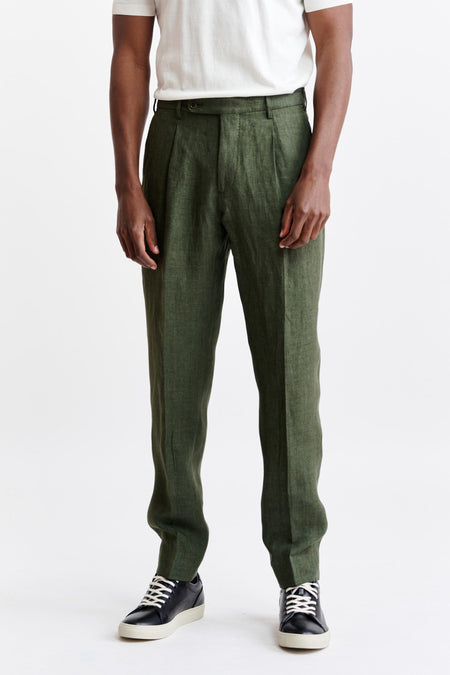 Green 100% Linen Xander Trousers Pure Linen Image 1