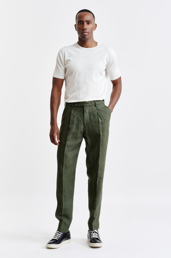 Pantalones 100% Lino Verde Xander Pure Linen