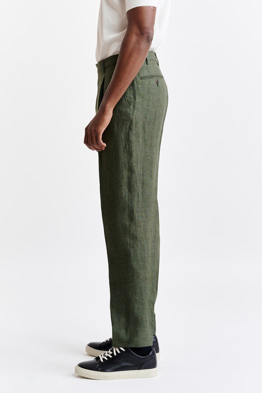 Green 100% Linen Xander Trousers Pure Linen Image 3