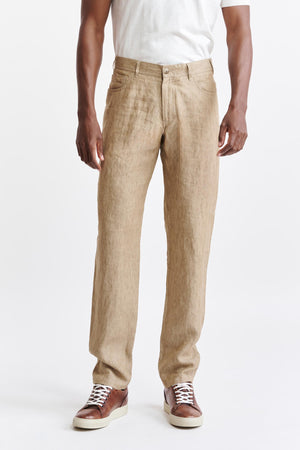 Light Brown 100% Linen Yalding Trousers Pure Linen