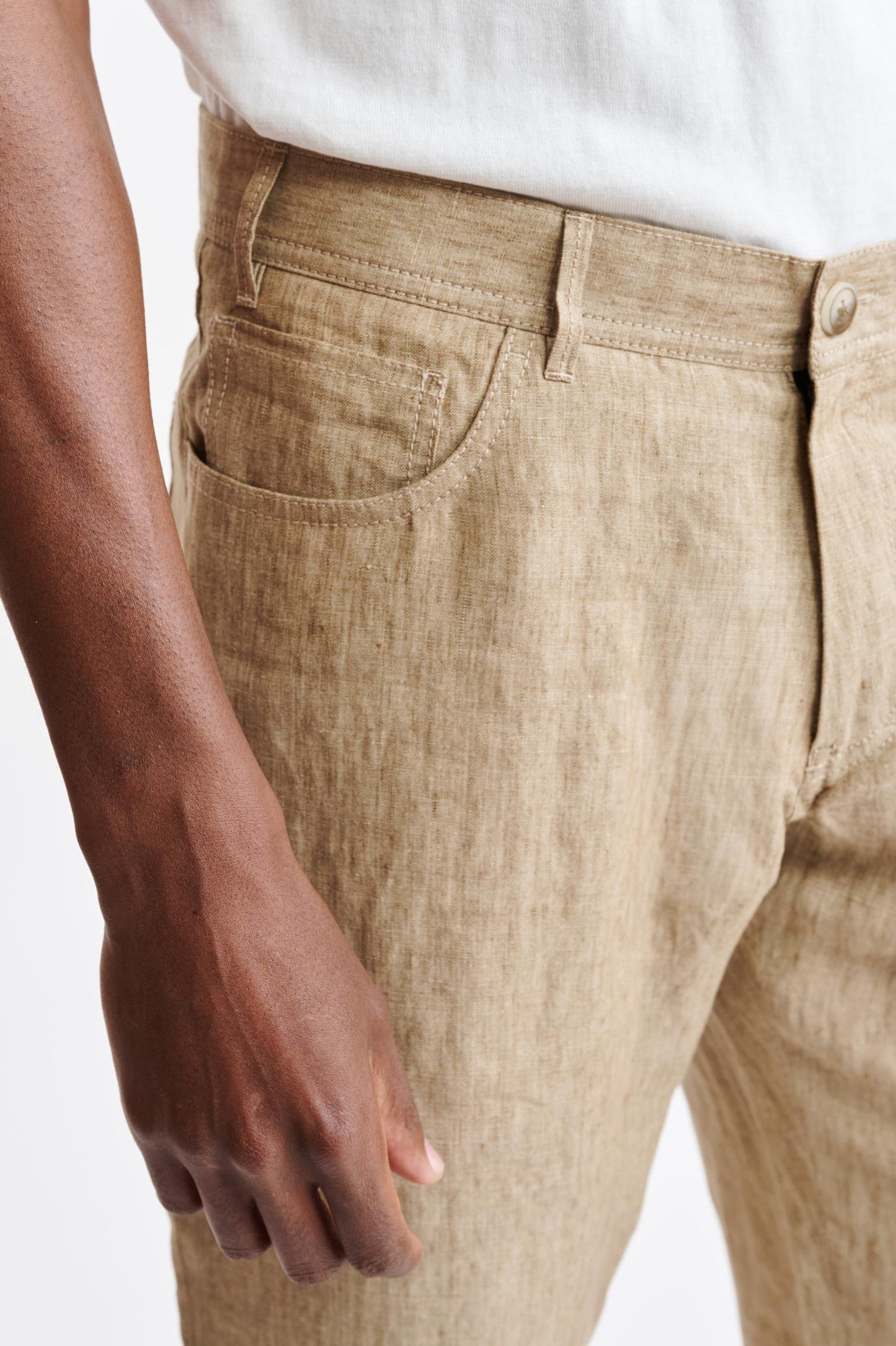 Lichtbruine 100% Linnen Yalding-broek Pure Linen