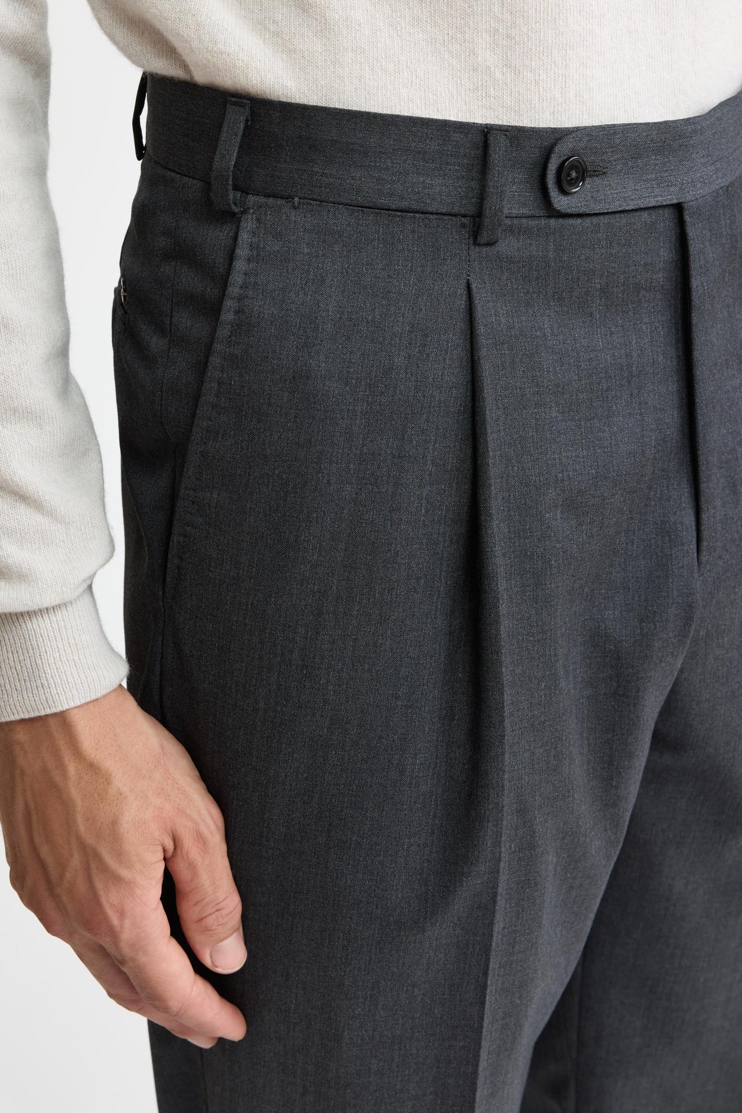 Medium Grey 100% Wool Super 100's Signature Trousers New Deluxe