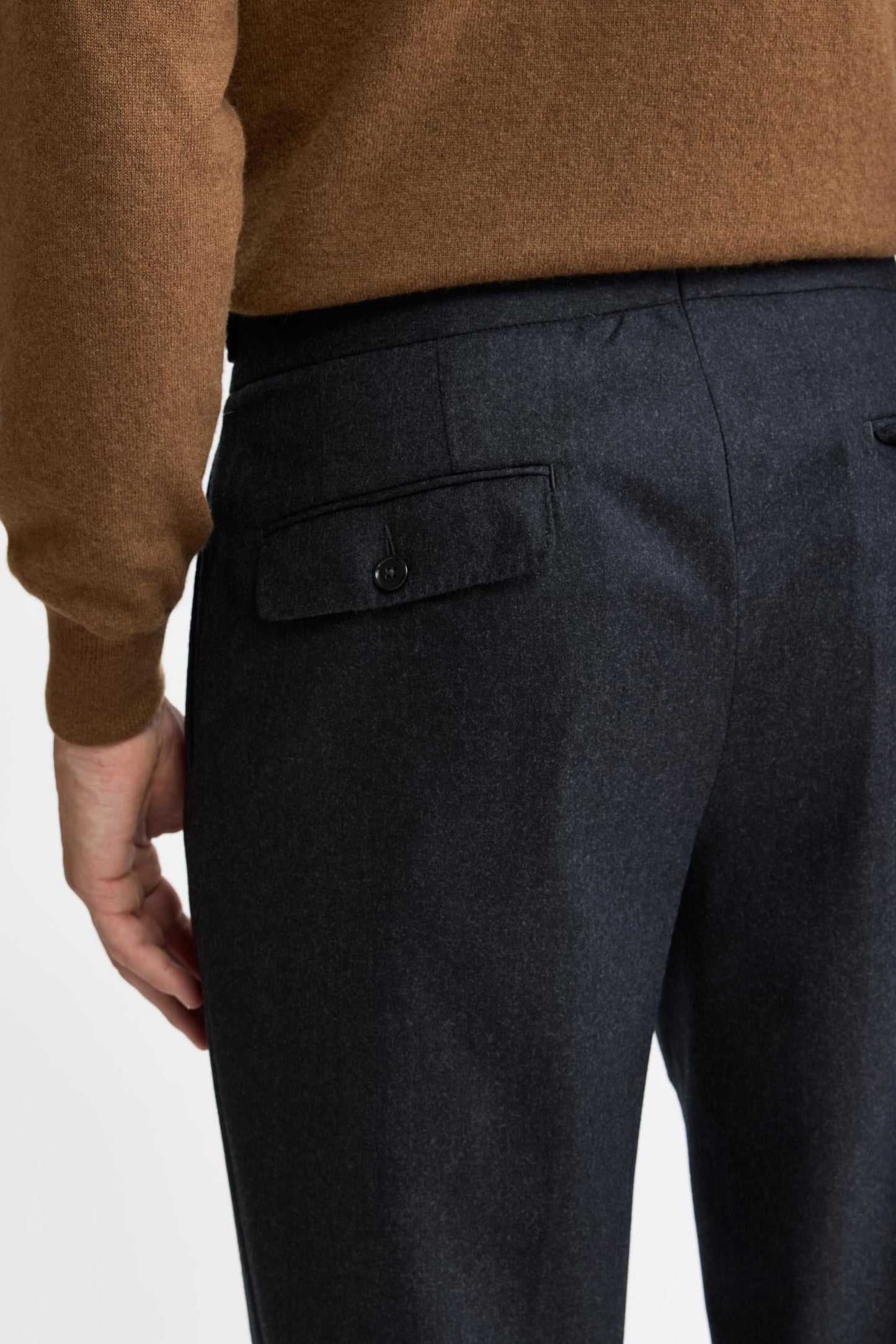 Dark Grey 100% Wool Super 100's Gurkha Trousers Flannel & Saxony
