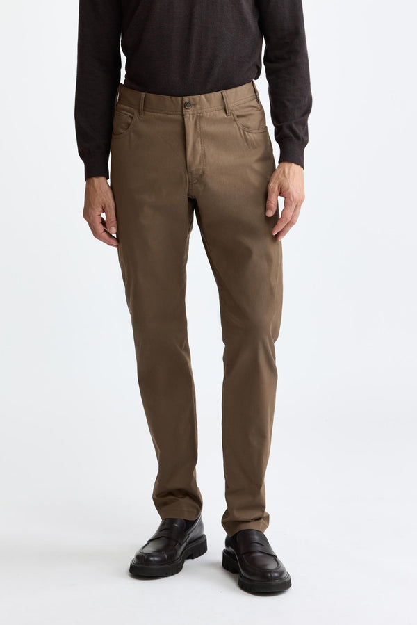 Medium Brown Cotton Five Pocket Trousers Cashmere Cotton