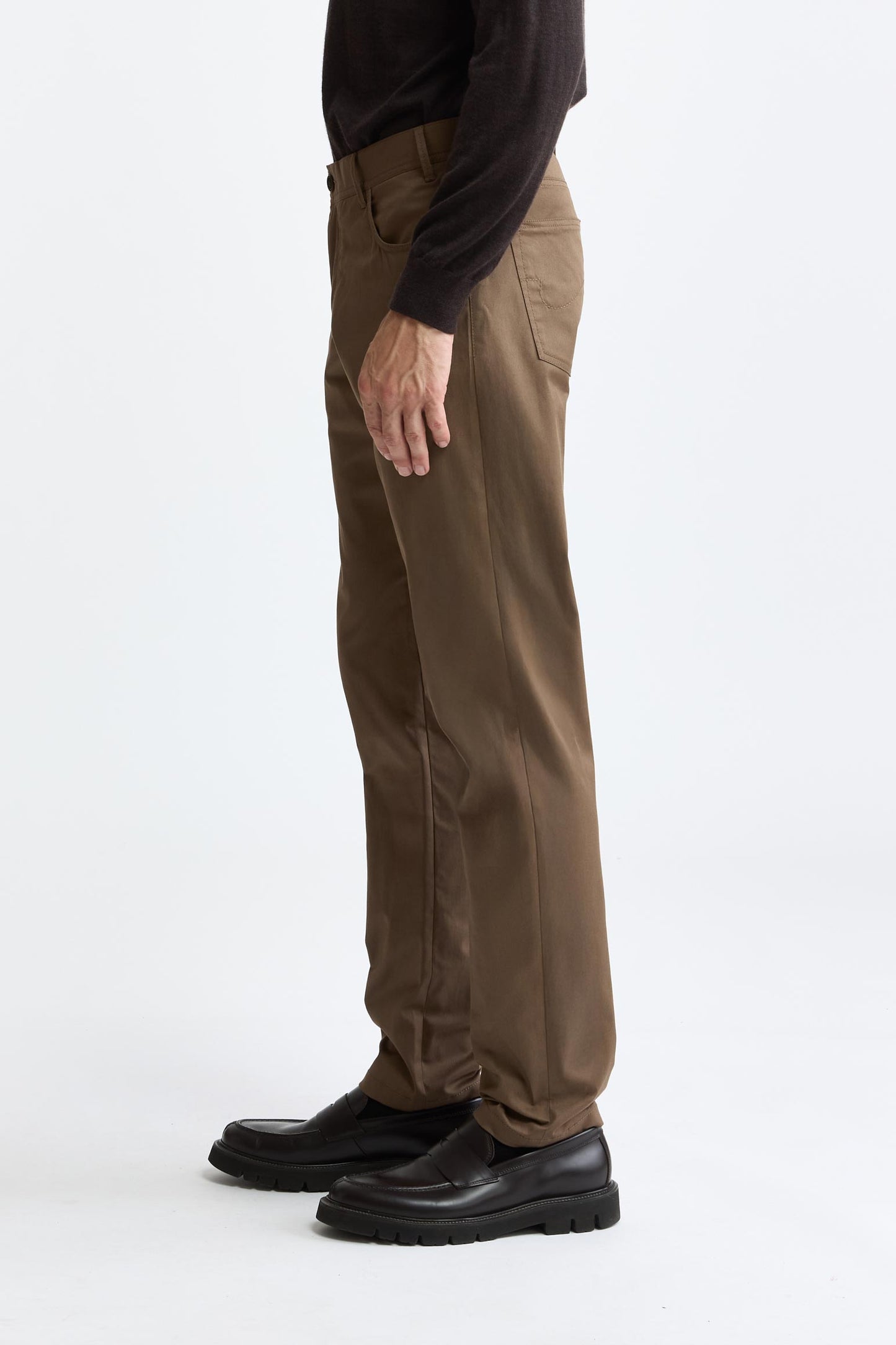 Medium Brown Cotton Five Pocket Trousers Cashmere Cotton