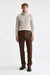 Medium Brown 100% Wool Super 100's Signature Trousers Flannel & Saxony