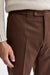 Medium Brown 100% Wool Super 100's Signature Trousers Flannel & Saxony