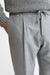 Light Grey 100% Wool Super 120's Drawstring Trousers Flannel & Saxony