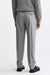 Light Grey 100% Wool Super 120's Drawstring Trousers Flannel & Saxony