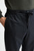Dark Grey 100% Wool Super 100's Drawstring Trousers Flannel & Saxony