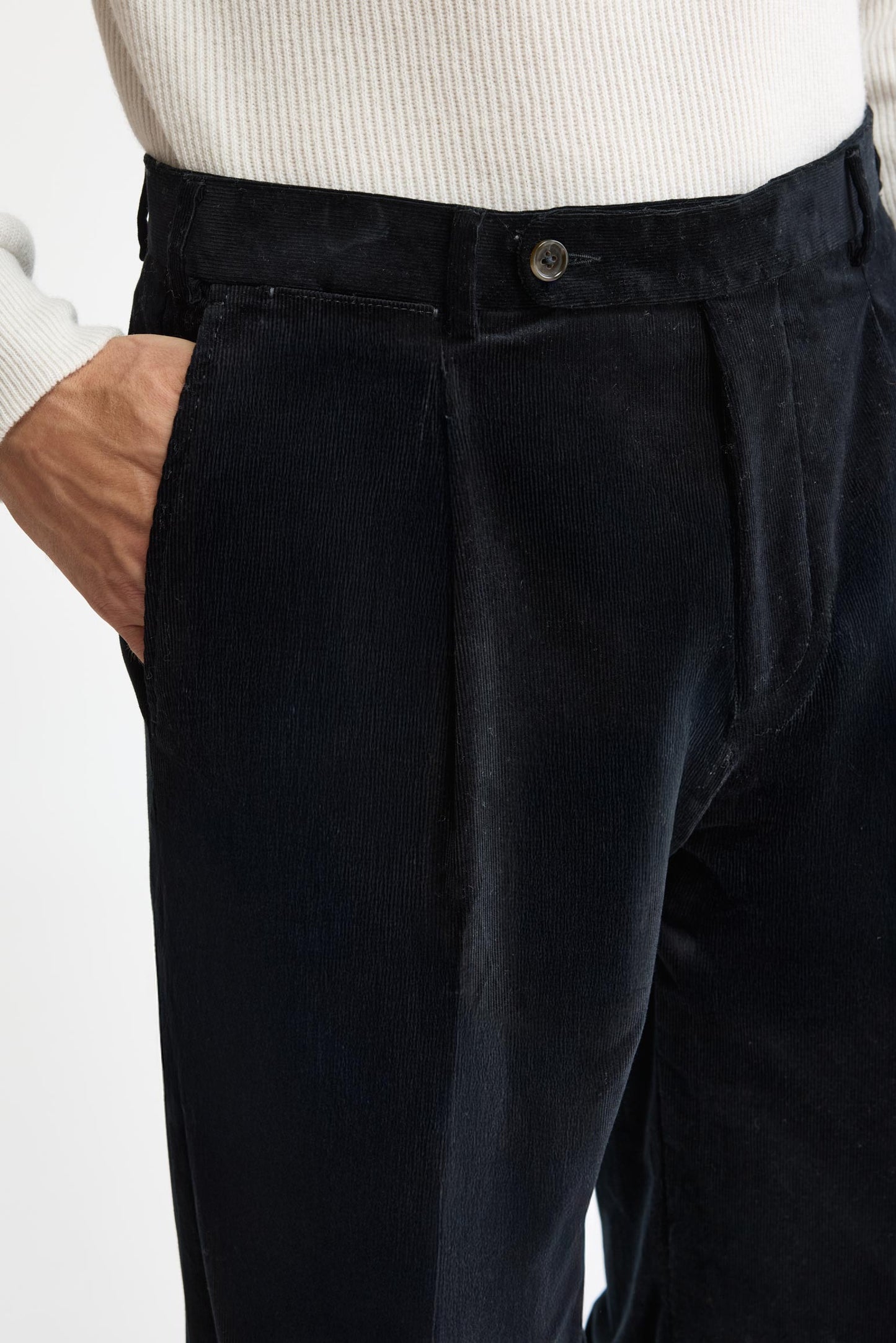Schwarze Signature-Hose aus Baumwolle, Cord