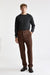 Medium Brown 100% Wool Super 100's Drawstring Trousers Flannel & Saxony