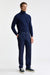 Dark Blue 100% Wool Super 100's Drawstring Trousers Flannel & Saxony