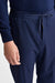 Dark Blue 100% Wool Super 100's Drawstring Trousers Flannel & Saxony