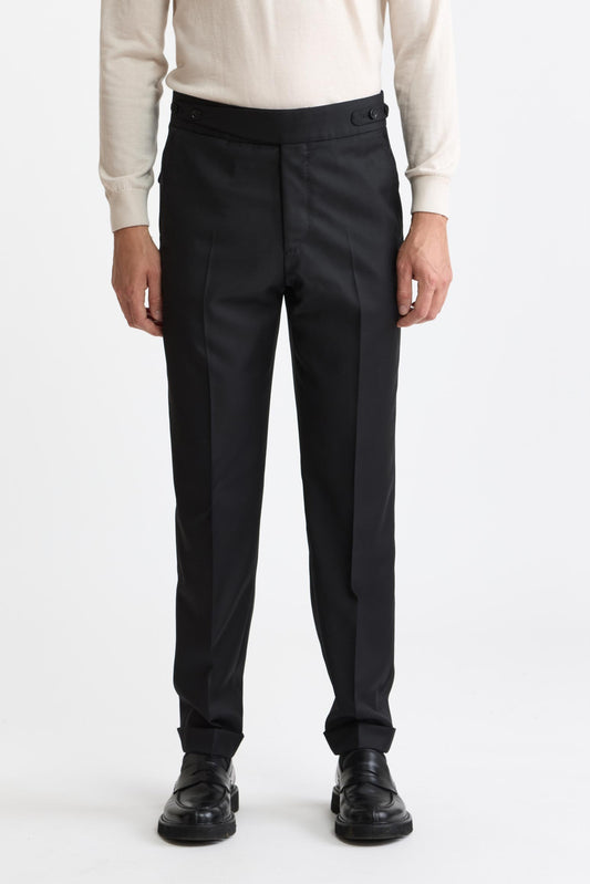 Pantalon Gurkha Galaxy noir 100 % laine Super 100's