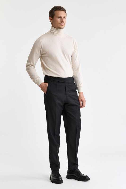 Pantalon Gurkha Galaxy noir 100 % laine Super 100's