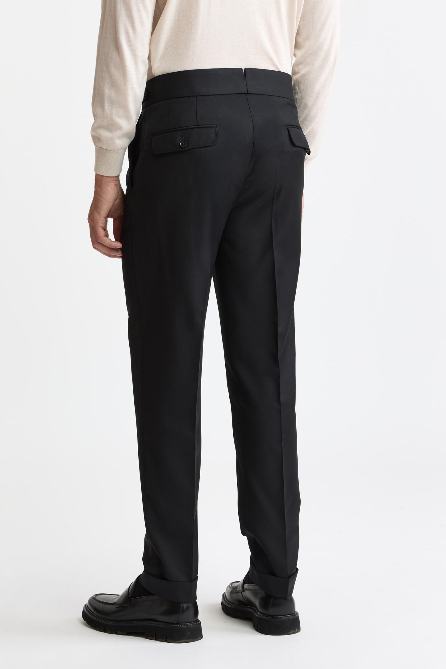 Black 100% Wool Super 100's Gurkha Trousers Galaxy