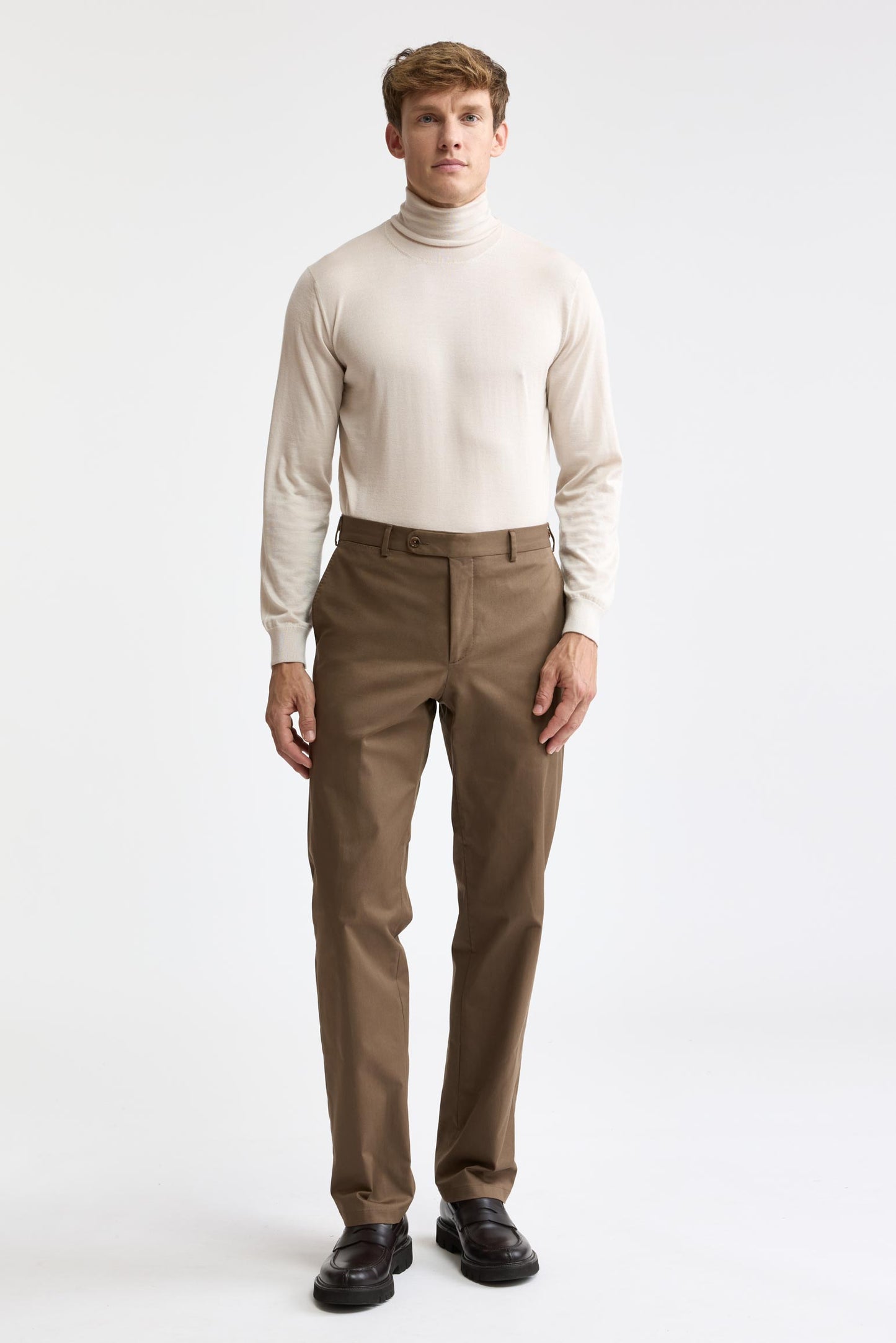Medium Brown Cotton Signature Trousers Cashmere Cotton