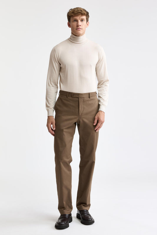 Pantalon Signature en coton marron moyen, coton et cachemire